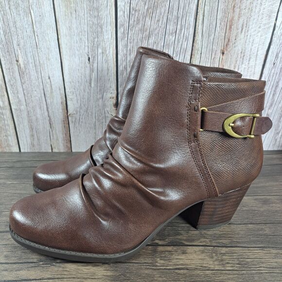 BearTraps Reliance Brown Leather Ankle Bootie Women's Sz 10 M (VGC) - Picture 1 of 10